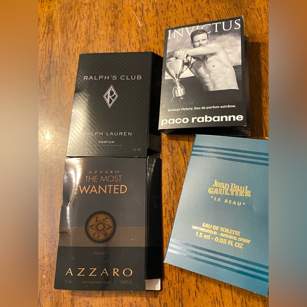 Ralph Lauren, Azzaro, Paco Rabanne and Jean Paul Gaultter Fragrance samples